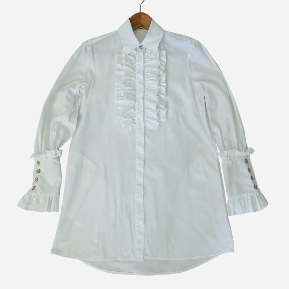 Caroline Constas Women’s White Button-Front Top Short Size S